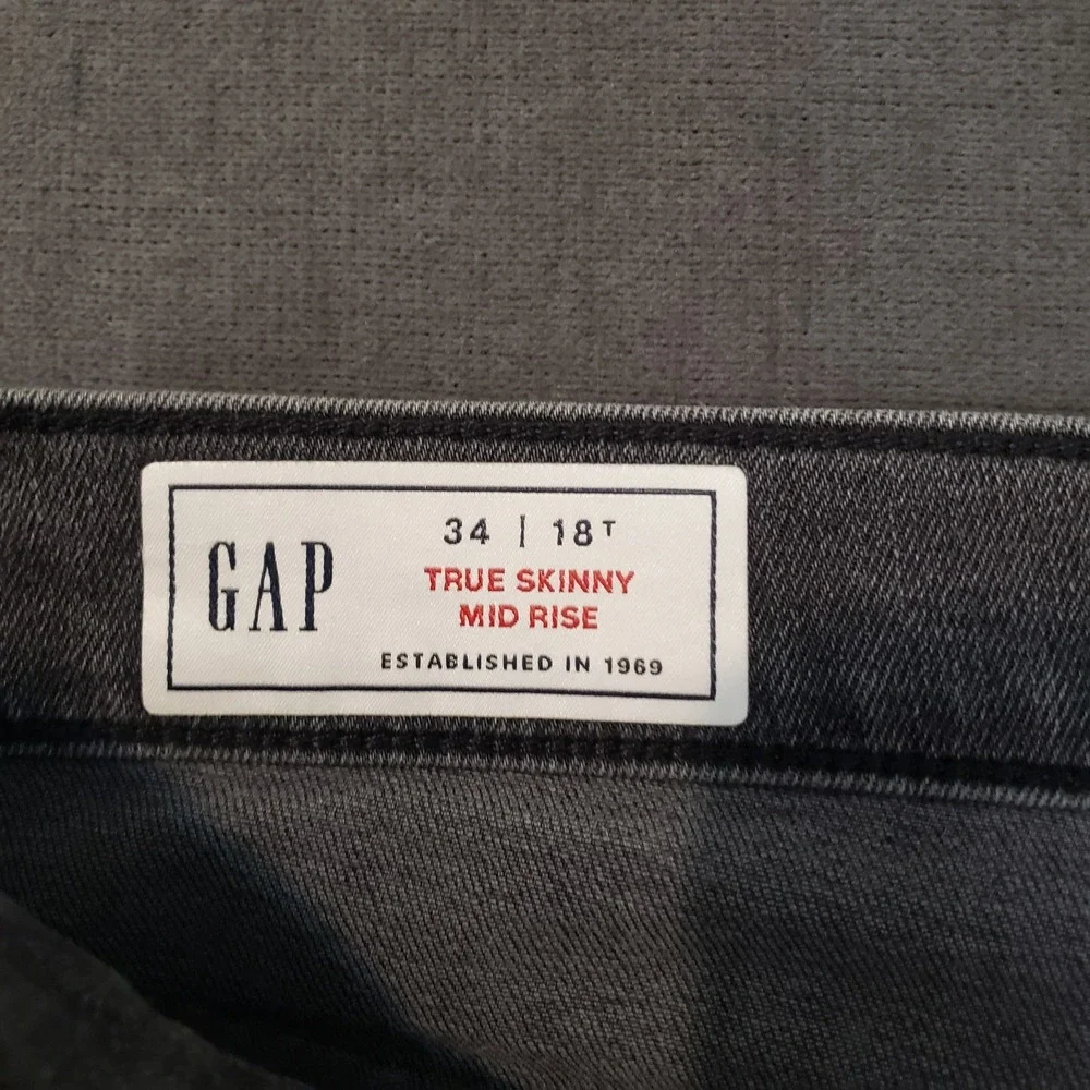 Gap Jeans Womens Size 18 Tall Mid Rise‎ Skinny Button Fly Black